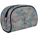Marble light gray with bright cyan blue veins texture floor background retro neon 80s style neon colors print luxuous real marble Makeup Case (Medium) View1