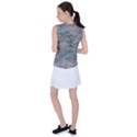 Marble light gray with bright cyan blue veins texture floor background retro neon 80s style neon colors print luxuous real marble Women s Sleeveless Mesh Sports Top View2