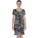 Marble light gray with green lime veins texture floor background retro neon 80s style neon colors print luxuous real marble Short Sleeve Nightdress View1