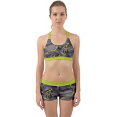 Marble Light Gray With Green Lime Veins Texture Floor Background Retro Neon 80s Style Neon Colors Print Luxuous Real Marble Back Web Gym Set by genx