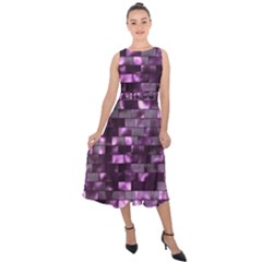 Background Wall Light Glow Midi Tie-back Chiffon Dress by HermanTelo