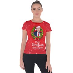 Make Christmas Great Again With Trump Face Maga Short Sleeve Sports Top  by snek