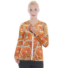 Oranges Background Texture Pattern Casual Zip Up Jacket by HermanTelo