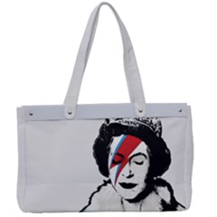 Banksy Graffiti Uk England God Save The Queen Elisabeth With David Bowie Rockband Face Makeup Ziggy Stardust Canvas Work Bag by snek