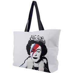 Banksy Graffiti Uk England God Save The Queen Elisabeth With David Bowie Rockband Face Makeup Ziggy Stardust Simple Shoulder Bag by snek
