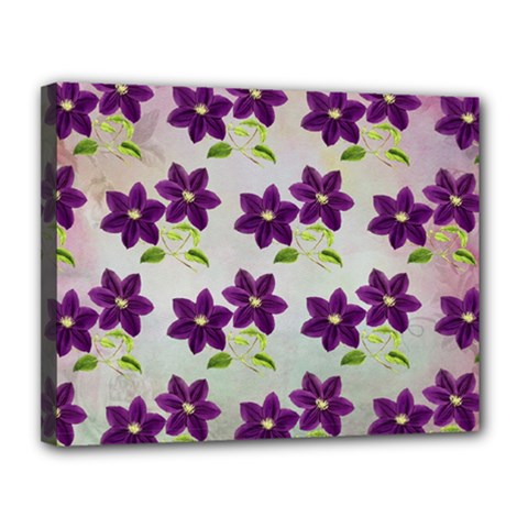 Purple Flower Canvas 14  X 11  (stretched) by HermanTelo