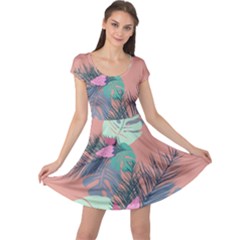 Leaves Cap Sleeve Dress by Sobalvarro