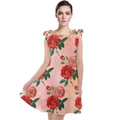 Pattern Flower Paper Tie Up Tunic Dress by HermanTelo