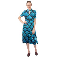 Mermaid Blue Keyhole Neckline Chiffon Dress by bloomgirldresses