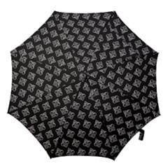 French France Fleur De Lys Metal Pattern Black And White Antique Vintage Black Rocker Hook Handle Umbrellas (medium) by Quebec