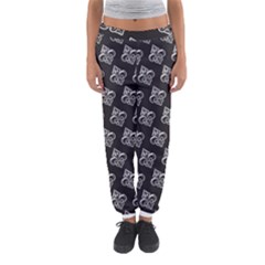 French France Fleur De Lys Metal Pattern Black And White Antique Vintage Black Rocker Women s Jogger Sweatpants by Quebec