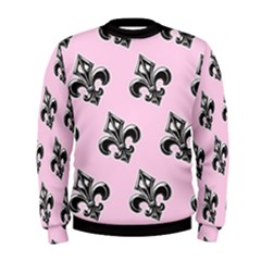 French France Fleur De Lys Metal Pattern Black And White Antique Vintage Pink And Black Rocker Men s Sweatshirt by Quebec