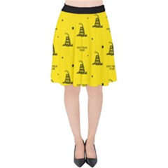 Gadsden Flag Don t Tread On Me Yellow And Black Pattern With American Stars Velvet High Waist Skirt by snek