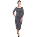 Gadsden Flag Don t tread on me black and gray snake and metal gothic crosses Quarter Sleeve Midi Velour Bodycon Dress View1