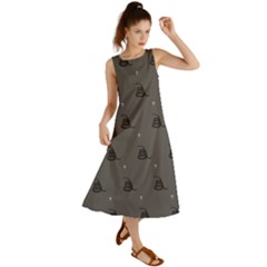 Gadsden Flag Don t Tread On Me Black And Gray Snake And Metal Gothic Crosses Summer Maxi Dress by snek