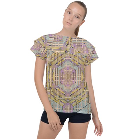 Temple Of Wood With A Touch Of Japan Ruffle Collar Chiffon Blouse by pepitasart
