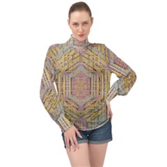Temple Of Wood With A Touch Of Japan High Neck Long Sleeve Chiffon Top by pepitasart