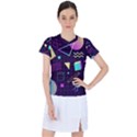 Retrowave Aesthetic vaporwave retro memphis pattern 80s design 3D geometric shapes Women s Mesh Sports Top View1