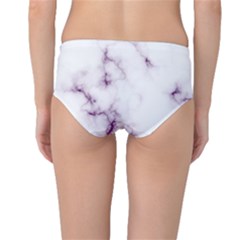 White Marble Violet Purple Veins Accents Texture Printed Floor Background Luxury Mid-waist Bikini Bottoms by genx
