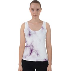 White Marble Violet Purple Veins Accents Texture Printed Floor Background Luxury Velvet Tank Top by genx