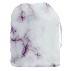 White Marble Violet Purple Veins Accents Texture Printed Floor Background Luxury Drawstring Pouch (3xl) by genx