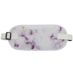 White Marble Violet Purple Veins Accents Texture Printed Floor Background Luxury Rounded Waist Pouch by genx