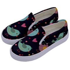 Birds Cute Pattern Background Kids  Canvas Slip Ons by Vaneshart