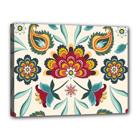 Baatik Print  Canvas 16  X 12  (stretched) by designsbymallika