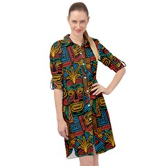 Boho Pattern 2 Long Sleeve Mini Shirt Dress by designsbymallika