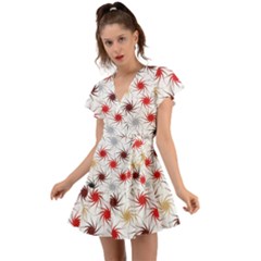 Pearl Pattern Floral Design Art Digital Seamless Flutter Sleeve Wrap Dress by Vaneshart