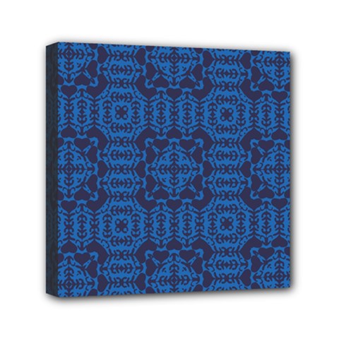Abstract Seamlesspattern Graphic Lines Vintage Background Blue Elegant Grunge Mini Canvas 6  X 6  (stretched) by Vaneshart