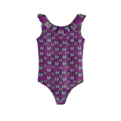 Sweet Fury Cats On Color Kids  Frill Swimsuit by pepitasart