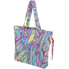 Feathers Pattern Drawstring Tote Bag by Sobalvarro