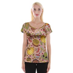 Thanksgiving Pattern Cap Sleeve Top by Sobalvarro