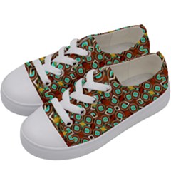 Colorful Modern Geometric Print Pattern Kids  Low Top Canvas Sneakers by dflcprintsclothing