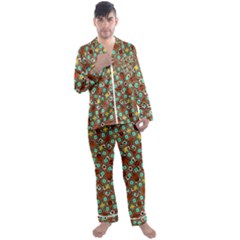 Colorful Modern Geometric Print Pattern Men s Satin Pajamas Long Pants Set by dflcprintsclothing