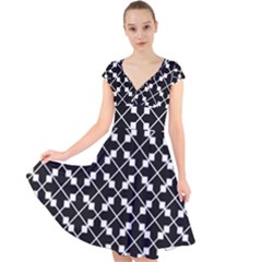 Abstract Background Arrow Cap Sleeve Front Wrap Midi Dress by HermanTelo