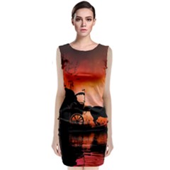 Drive In The Night By Carriage Sleeveless Velvet Midi Dress by FantasyWorld7