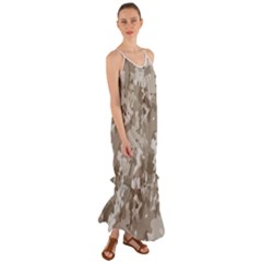 Tan Army Camouflage Cami Maxi Ruffle Chiffon Dress by mccallacoulture