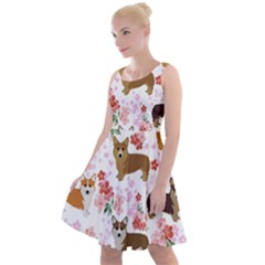 Corgis Corgi Pattern Knee Length Skater Dress by Sapixe