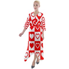 Background Card Checker Chequered Quarter Sleeve Wrap Front Maxi Dress by Sapixe