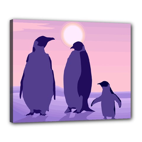 Penguins Family Canvas 20  X 16  (framed) by myuique