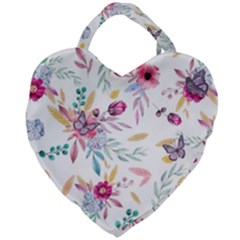 Pink Floral Print Giant Heart Shaped Tote by designsbymallika
