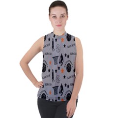 Slam Dunk Basketball Gray Mock Neck Chiffon Sleeveless Top by mccallacoulturesports