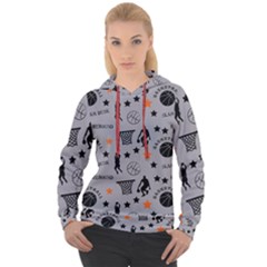 Slam Dunk Basketball Gray Women s Overhead Hoodie by mccallacoulturesports