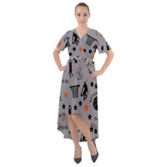 Slam Dunk Basketball Gray Front Wrap High Low Dress by mccallacoulturesports