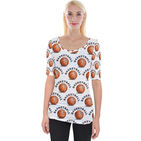 Orange Basketballs Wide Neckline Tee by mccallacoulturesports