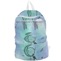 Dreamcatcher With Moon And Feathers Foldable Lightweight Backpack by FantasyWorld7