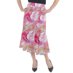 Pink Paint Brush Midi Mermaid Skirt by designsbymallika