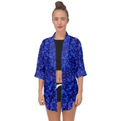 Blue Fancy Ornate Print Pattern Open Front Chiffon Kimono by dflcprintsclothing